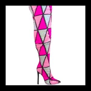 🔥 brand new in box! Privileged Yasmania sequins boots! Size 8 Pink, Silver